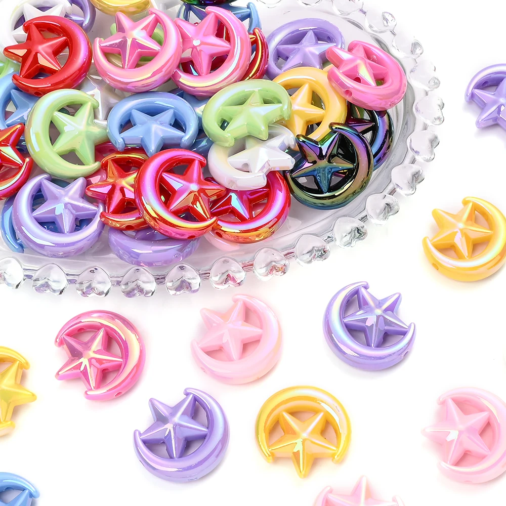 10 шт. акриловые бусины в виде луны и звезд