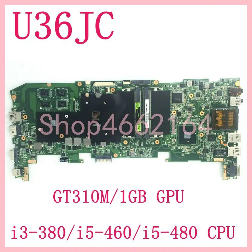 

U36JC i3-380M/i5-460M/i5-480M CPU GT310M/1GB Mainboard REV 2.0 For ASUS U36JC U36J U36 Laptop Motherboard Testard Tested 100% OK