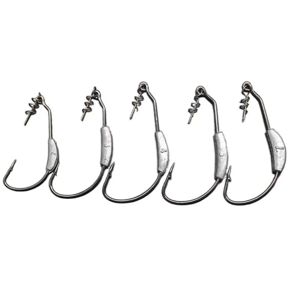 

5PCS High Carbon Steel Crank Head Barbed Hook 2g 2.5g 3g 4g 5g 7g 9g Spring Lock Pin Swimbait Hooks Weighted Lead Block