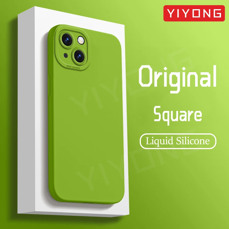 Фото For iPhone14 Plus Case YIYONG Original Liquid Silicone Soft Cover For iPhone 14 13 12 11 Pro Max iPhone12 iPhone13 Mini Cases №1