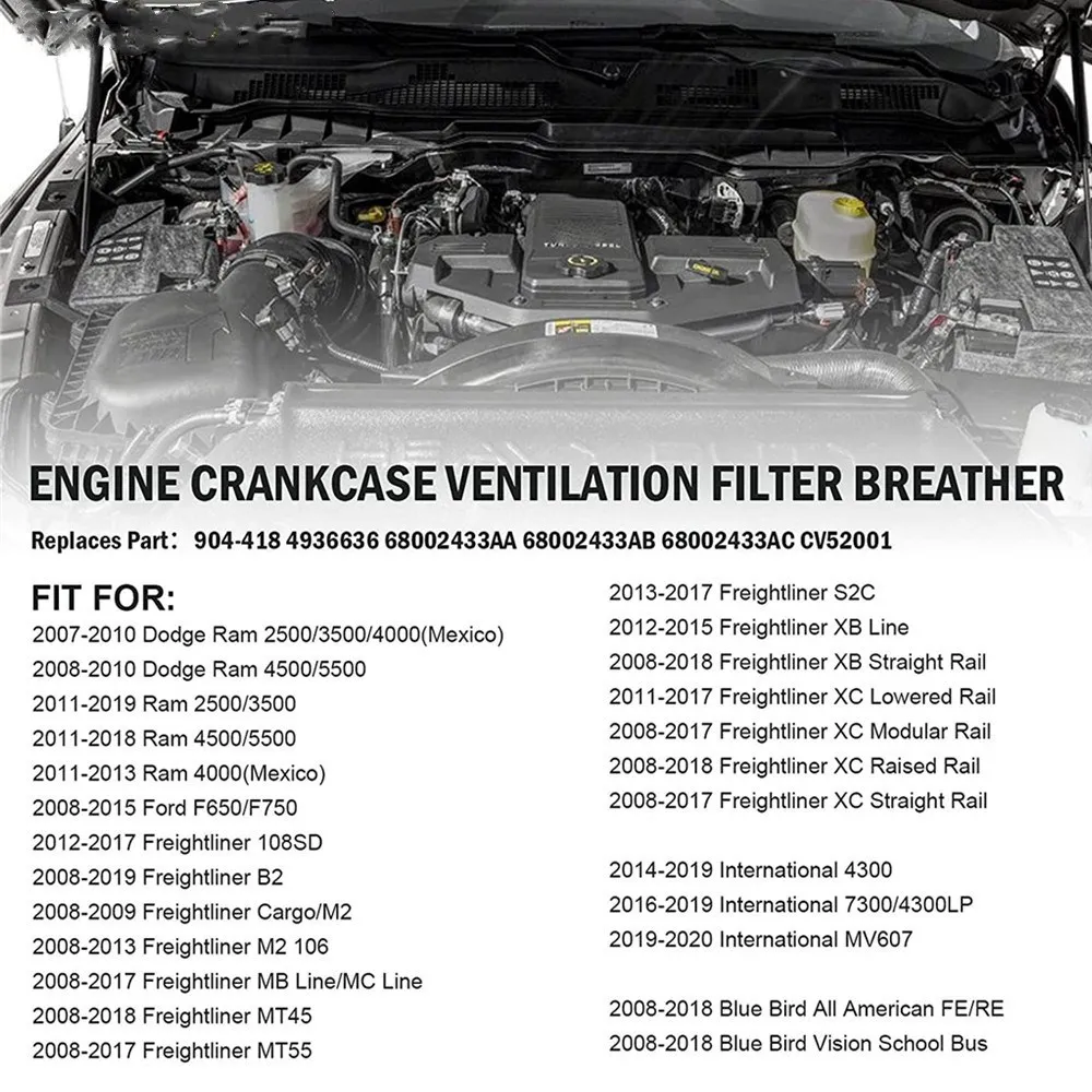 Вентиляционный фильтр картера заменяет сапунный элемент CCV Dodge Ram 904-418 68002433 АБ CV52001