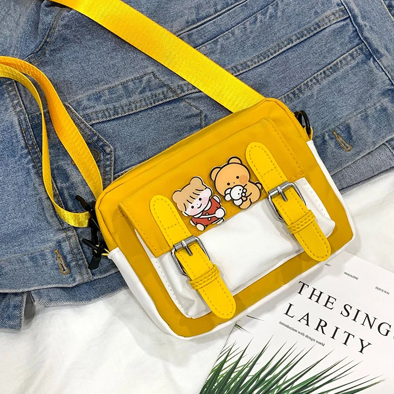 New Canvas Women's Crossbody Bags Fashion Belt Decorative Cloth Bag Korean Style One-shoulder Bags Diagonal Small Square Bags