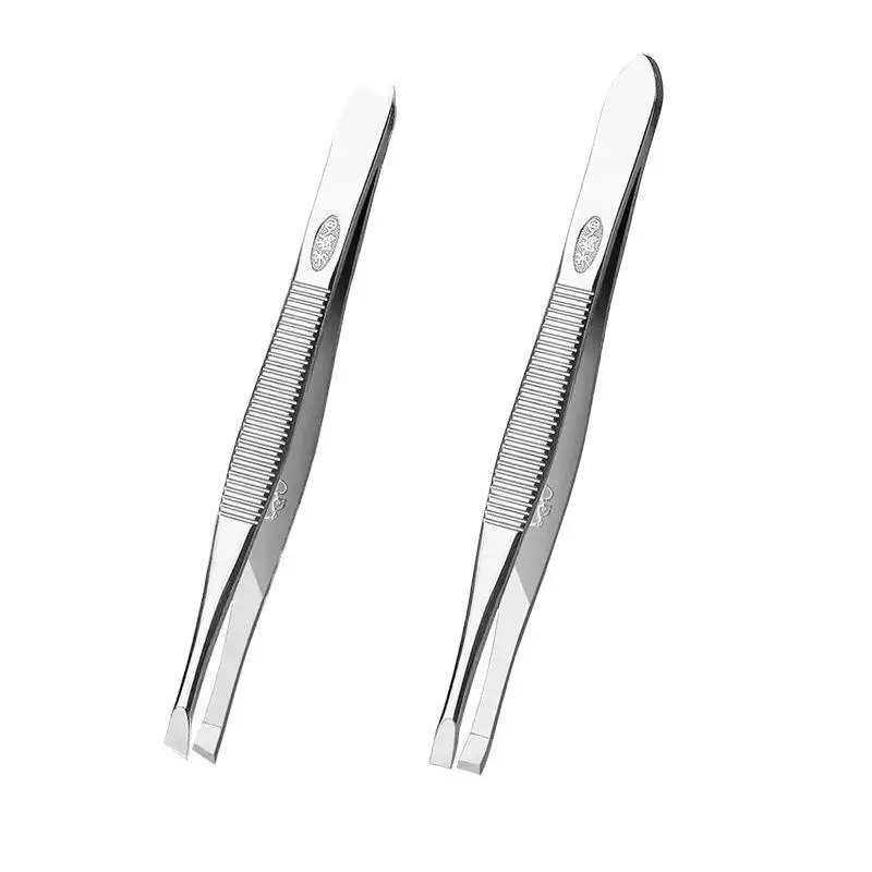 

1/2PCS Eyebrow Hair Tweezers Professional Eyebrow Hair Removal Tweezer Flat Tip Tool Stainless Steel Convenient Small Tool TSLM1