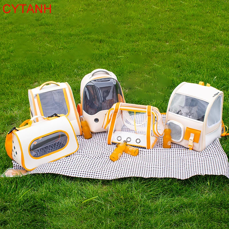 

Pet Cat And Dog Going Out Carrying Bag Space Capsule Backpack Cage Shoulder Double Transparent Breathable Waterproof Portable