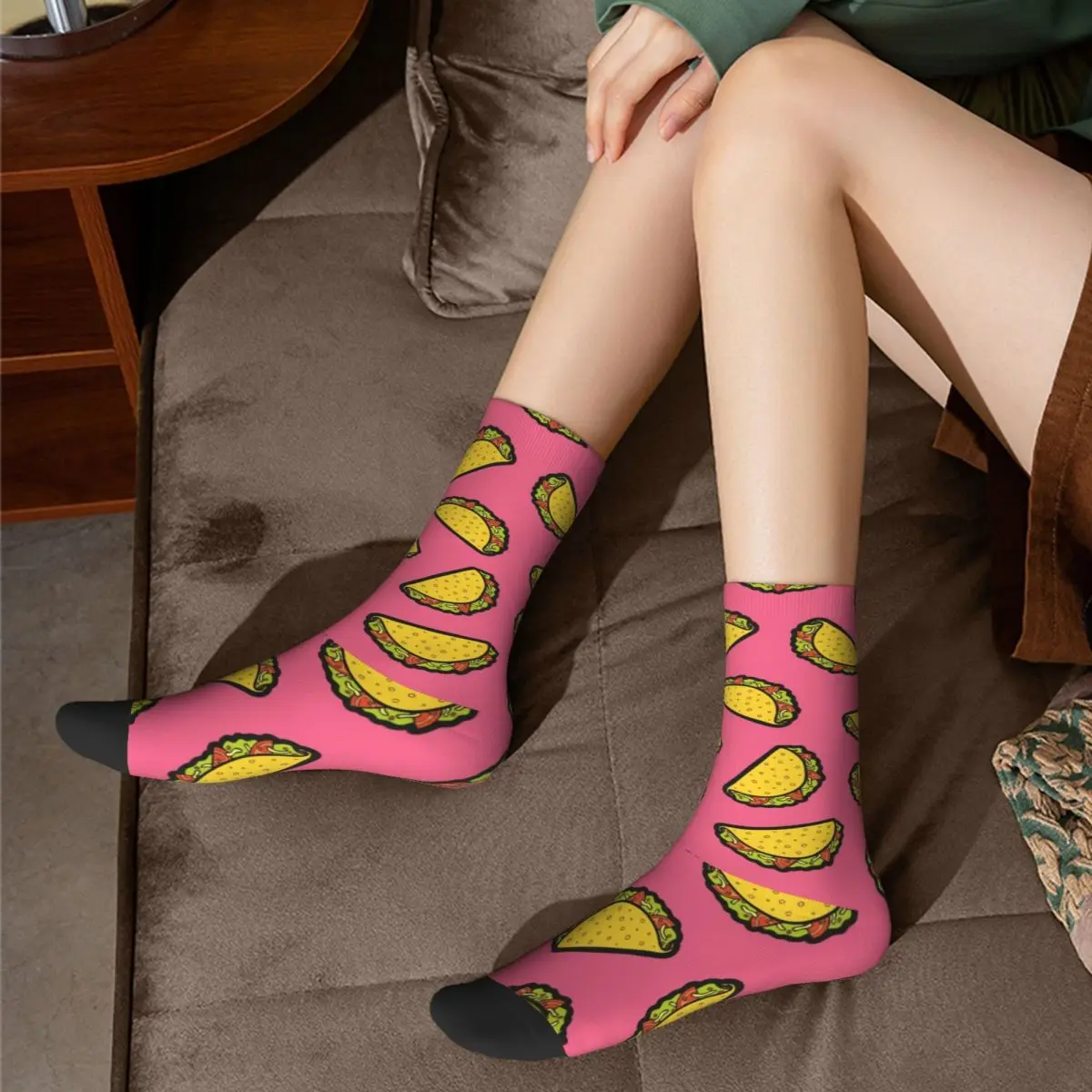

Носки Taco Time с изображением вкусной еды, современные походные чулки средней длины, большие химические волокна, крутые носки для подростков