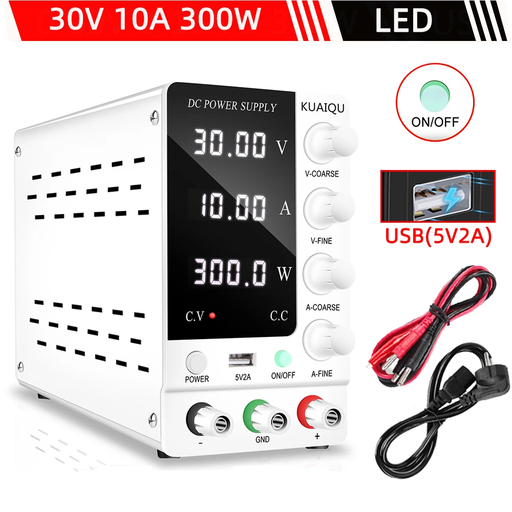 Fonte de Alimentação Regulada de Comutação do Estabilizador de Laboratório cc Ajustável 120v 60v 30v 10a 5a Usb Regulador de Tensão Fonte de Bancada Digital Fonte de Bancad para Telefone Fonte de alimentação de comutação