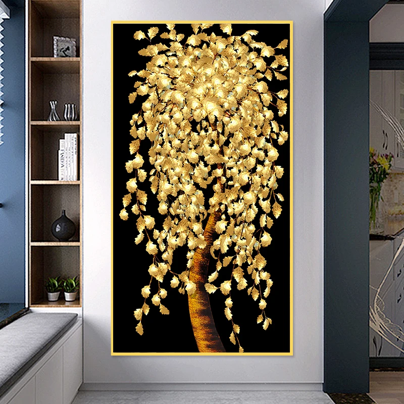 

Golden Tree Abstract Art Canvas Painting Modern Art Posters and Prints Wall Pictures Artwork For Living Room Home Decor Cuadros