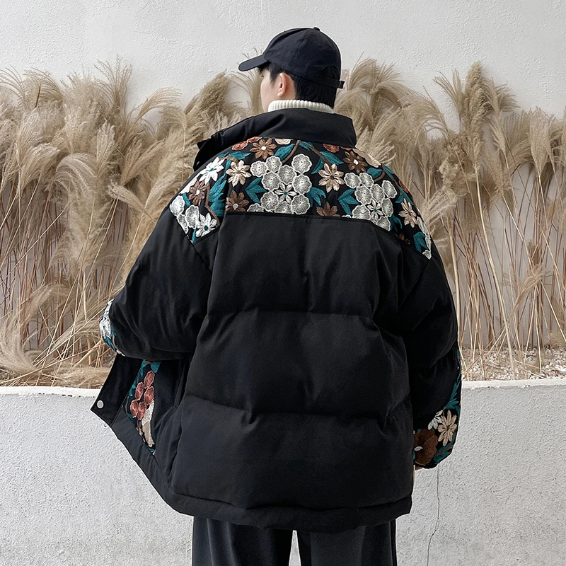 EOENKKY/Winter Warm Men Paraks Thicken Oversized Man Parkas 2022 Korean Men's Casual Embroidery Jackets Male Outwears