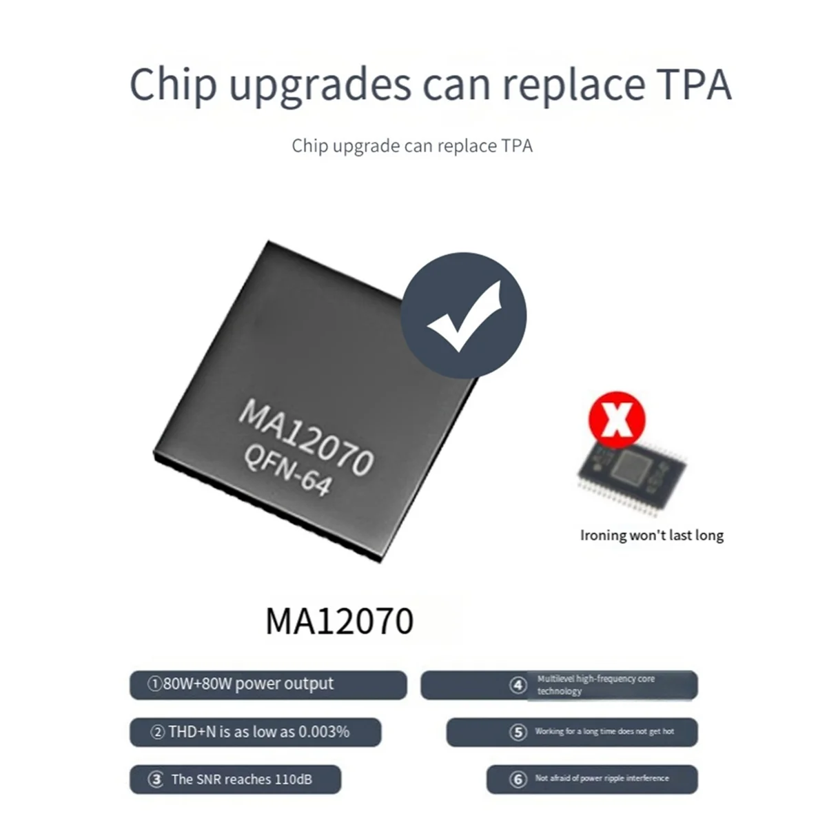 BRZHIFI 2x80 Вт MA12070 цифровой аудиоусилитель мощности динамики Hi-Fi стерео усилитель