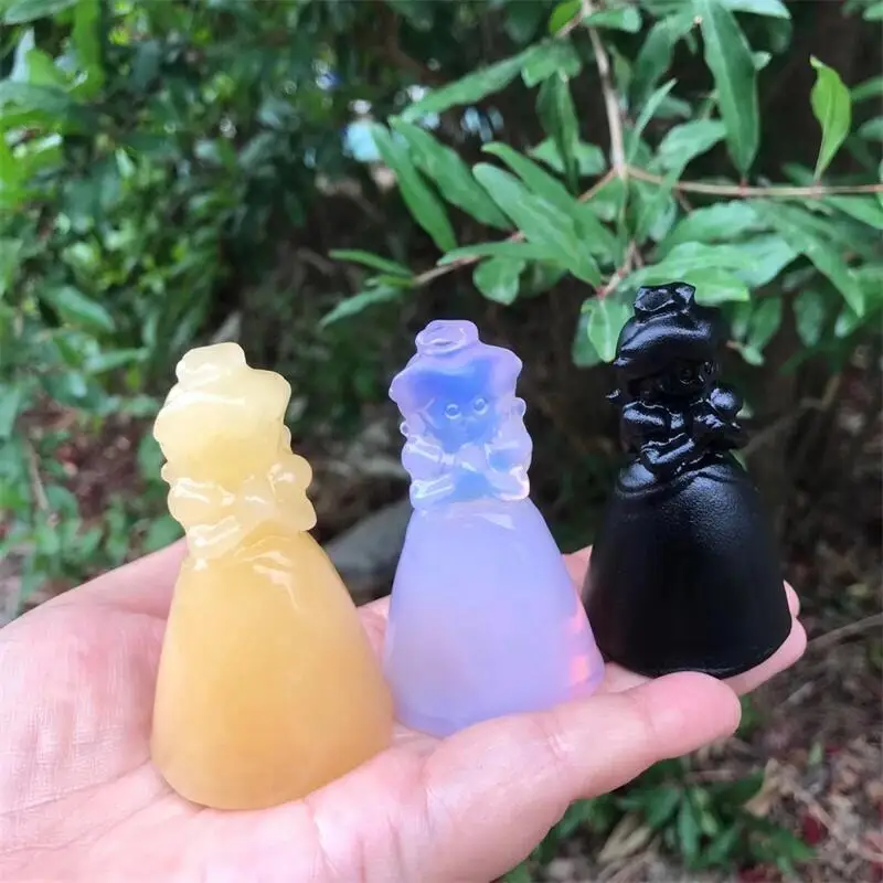 

6.5cm Natural Crystal Princess Carving Polished Fairy Statue Hand-Carving Ornament Collection Holiday Gift 1pcs