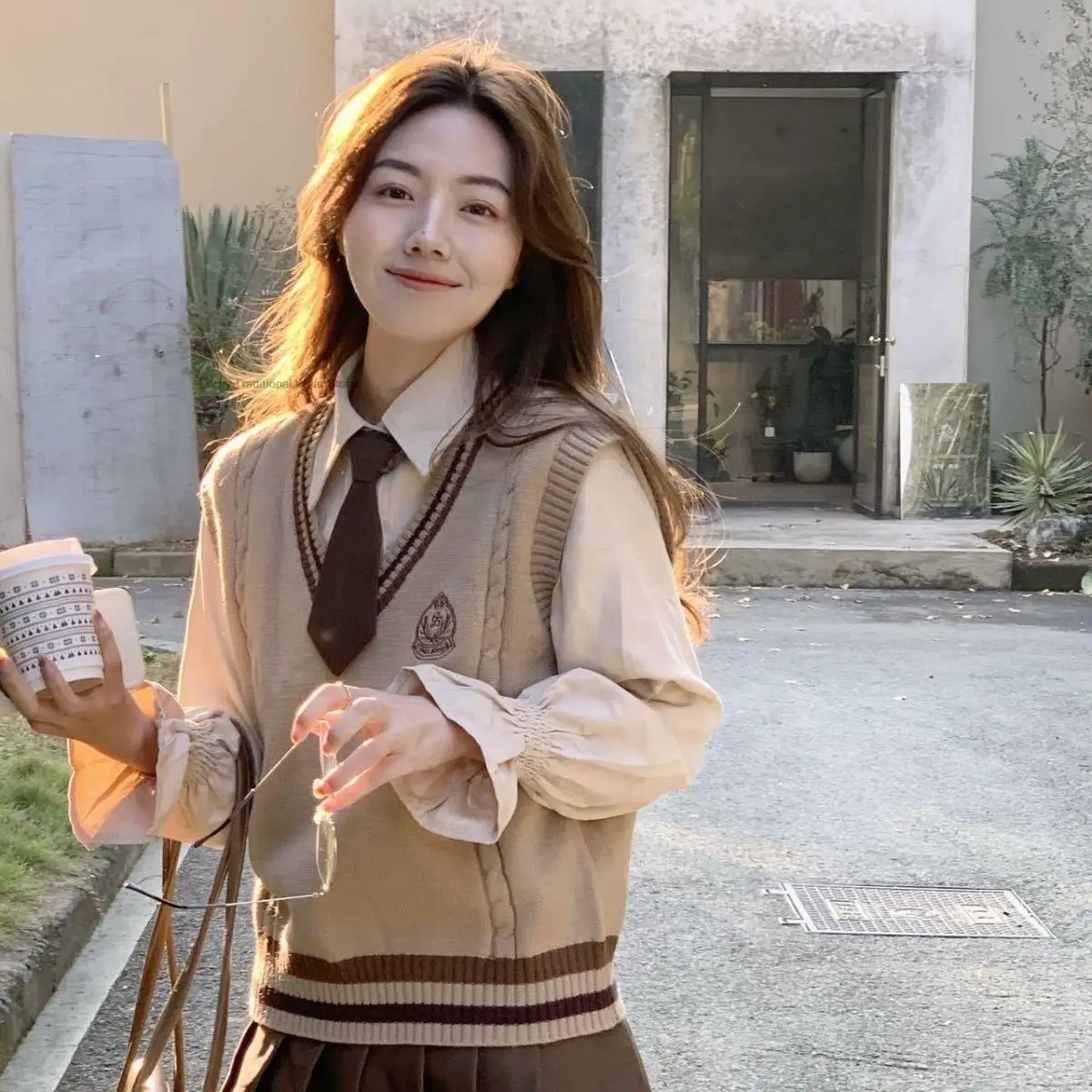

Spring Autumn Korea Style Fashion Suit women's Shirt Vest Top Skirt Temperament Vest College Style School Uniform Jk Uniform