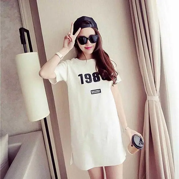 

Womens Clothing Summer Dresses Korean Trendy Mid Length Short Sleeve T Shirt