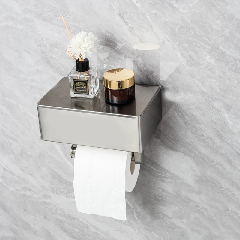 

Bathroom Paper Holder With Shelf Wet Wipes Dispenser For Wipe Storage Shelf Stainless Steel Wall Mount For Wipes Tissue