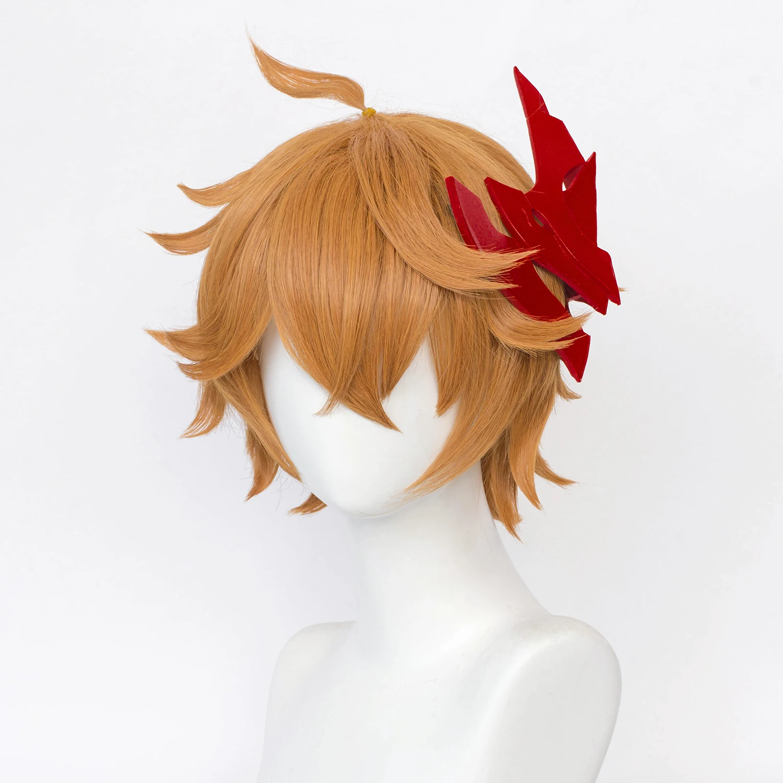 RANYU Genshin ударопрочная тартаглия Детский парик из игры аниме короткие оранжевые