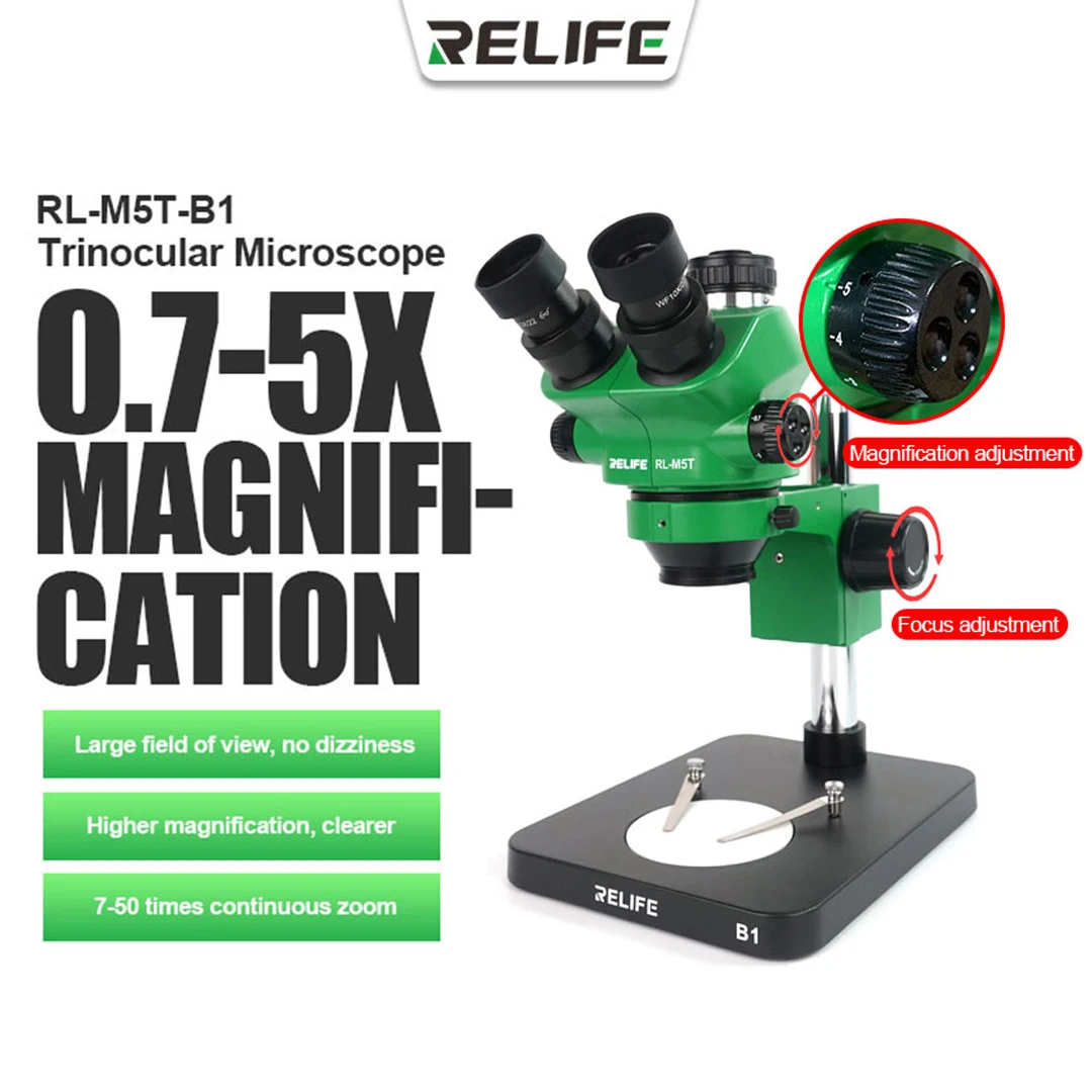 

Новый тринокулярный микроскоп RELIFE RL-M5T-B1 0,7-X, стереомикроскоп HD с непрерывным увеличением, широкоугольный микроскоп для ремонта