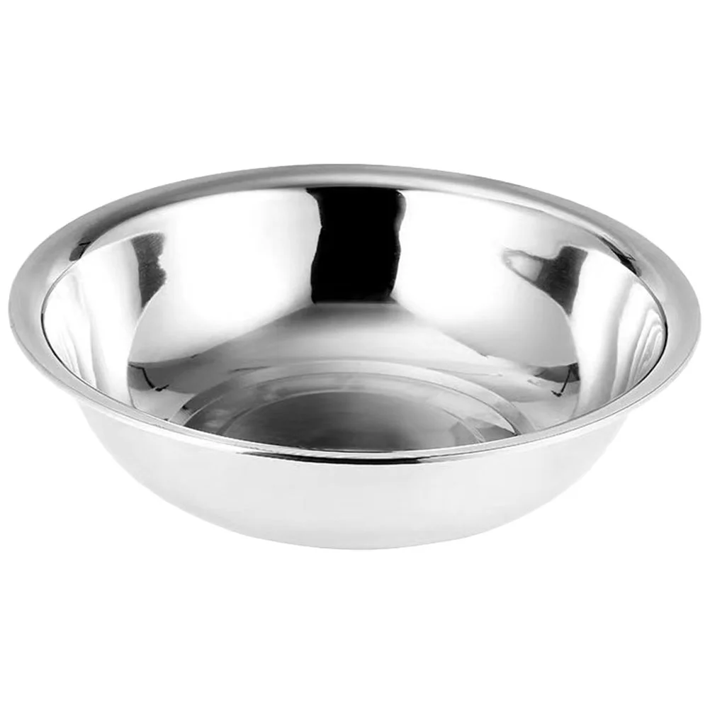 

Stainless Steel Basin Bowls Household Vegetable Washing Mixing Kitchen Accessory Flat Bottom Metal Large Salad Greens