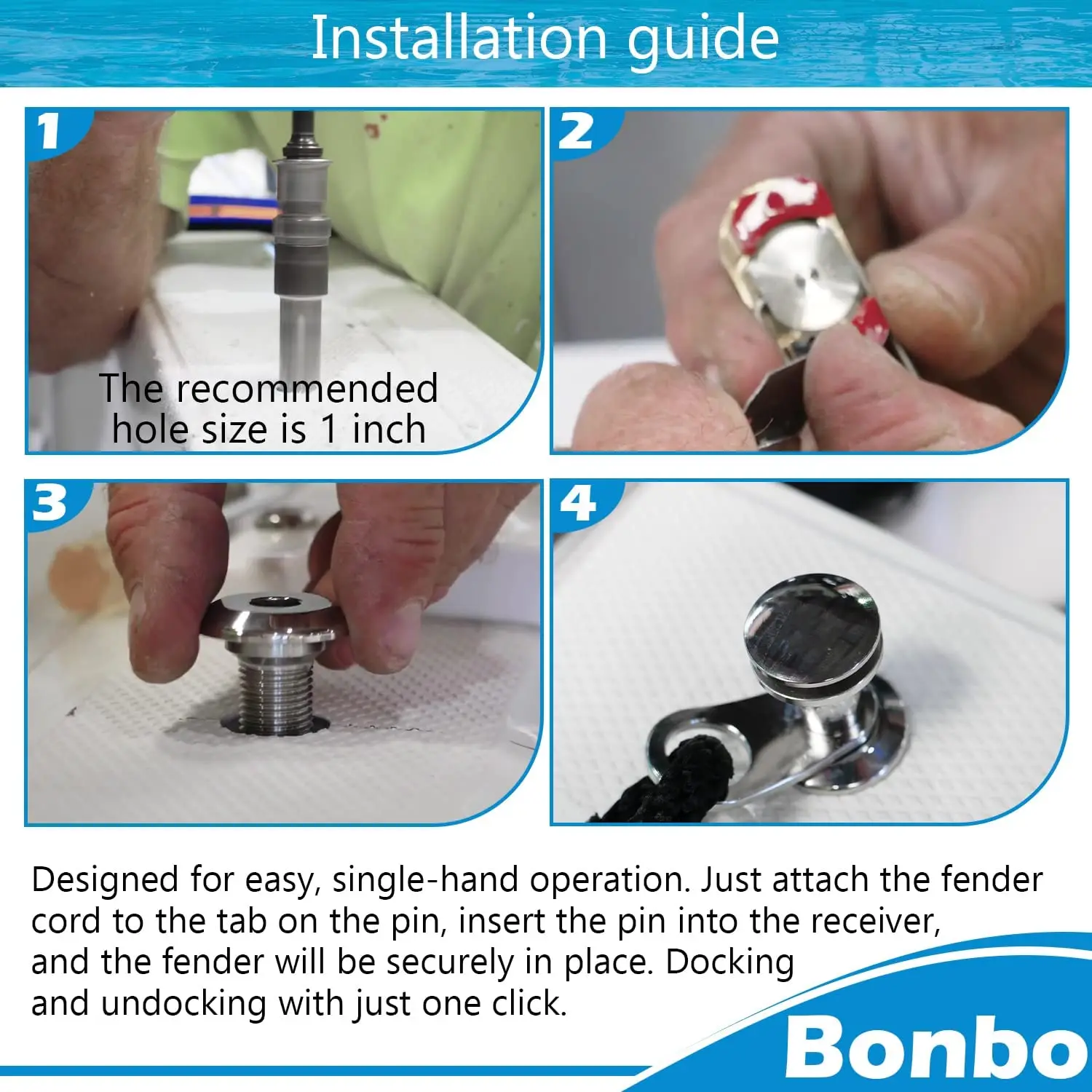 MingXing 3/8 ''быстросъемный приемник крыла лодки морской из нержавеющей стали
