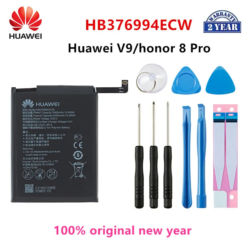 Оригинальная Аккумуляторная Батарея Hua Wei 100% HB376994ECW 4000 мАч для Huawei V9 honor 8 Pro