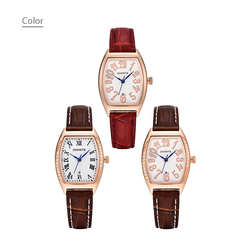 Elegant Red Leather Watches Women Diamond Small Dial Steel Wrist Clock Female Gift Waterproof Luxury Youth Lady Wristwatch Brown