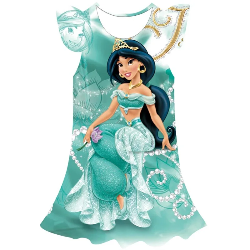 

Disney Aladdin Jasmine Princess Dress Cosplay Girls Party Vestidos Dress Girl Beautiful Costume Birthday Casual Princess Frocks