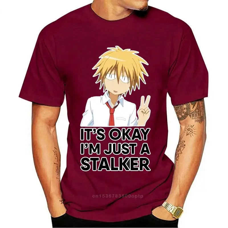 

New 8938A Men T-Shirts Stalker Maid Sama Novelty Cotton Tees Short Sleeve Gintama T Shirt Round Collar Clothes Plus Size