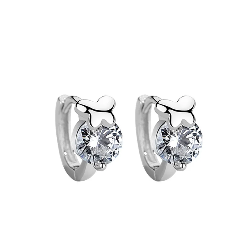 

Authentic 925 Sterling Silver Earring Fashion Butterfly Crystal Stud Earring For Women Girl Wedding Party Jewelry Gift