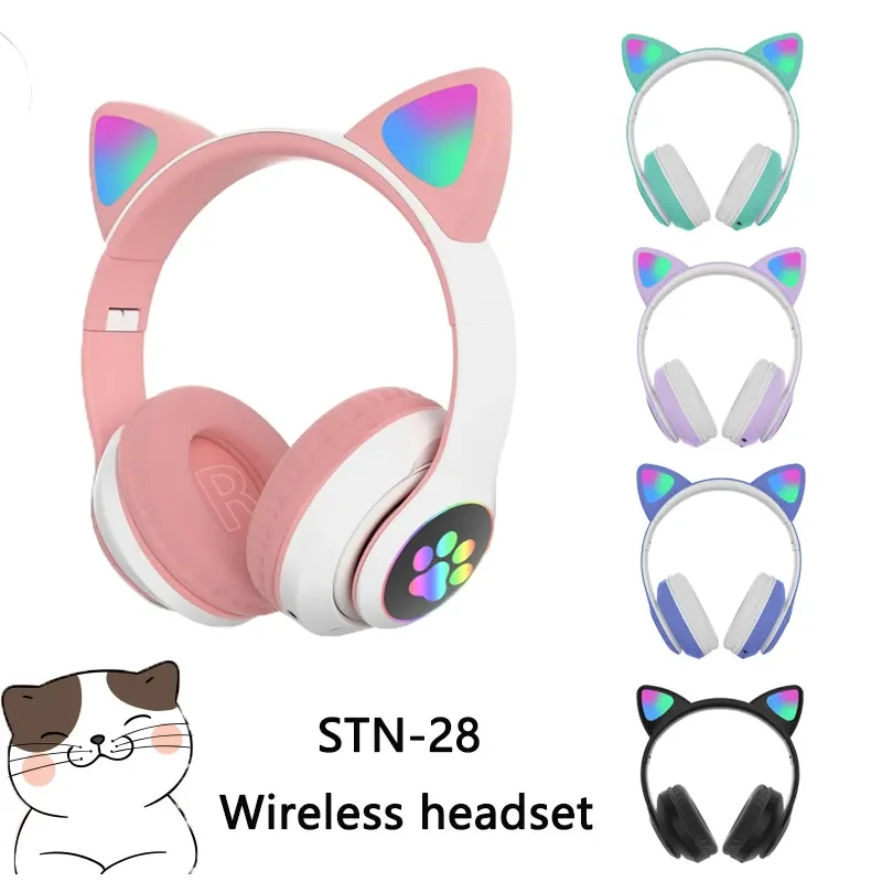 Newest STN-28 Wireless Headset Cat Ear 5.0 Bluetooth Headpho