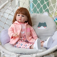 60CM Standing Baby Doll Reborn Toddler Princess Julieat Long Red Hair In Pink Dress Soft Cuddly Body Gifts for Children