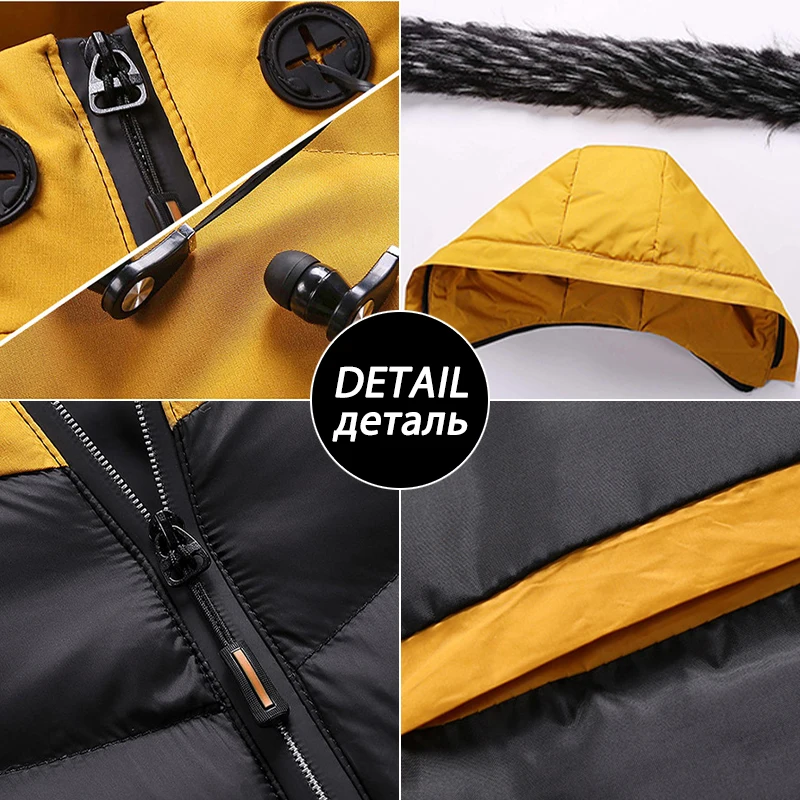 Winter Jacket Men 2022 Fur Collar Hooded Thick Warm Cotton Outwear Man Patchwork Parka and Coats Windbreaker Parkas Male M-5XL