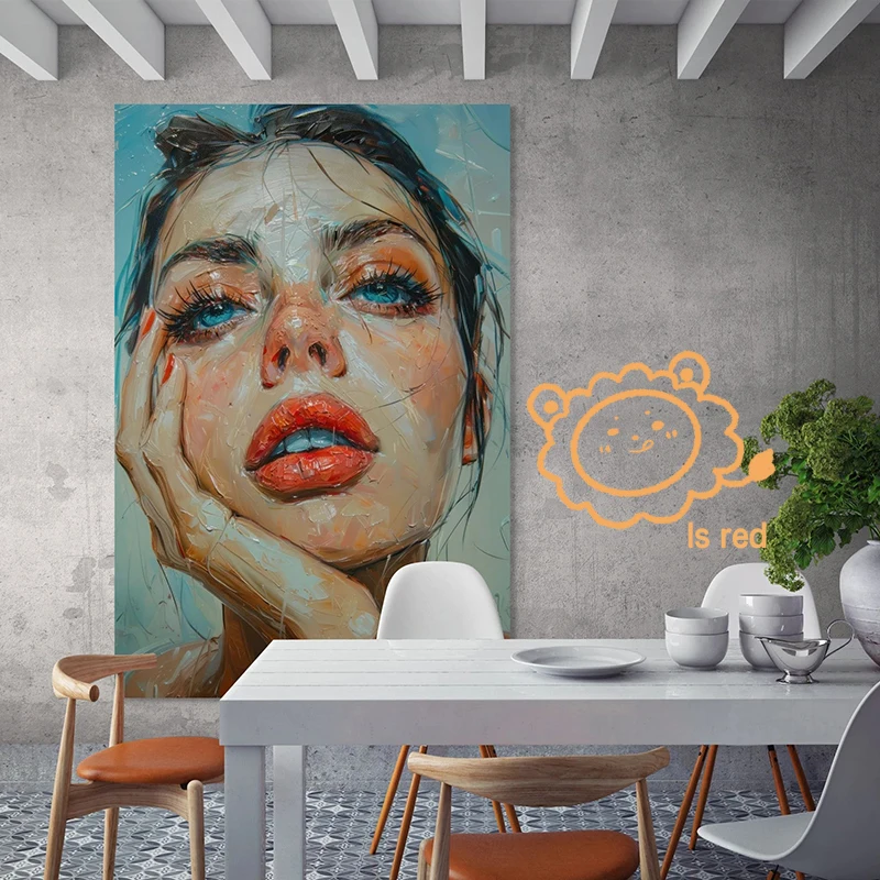 Женское искусственное лицо женщины абстрактная девушка Midjourney холст печать на
