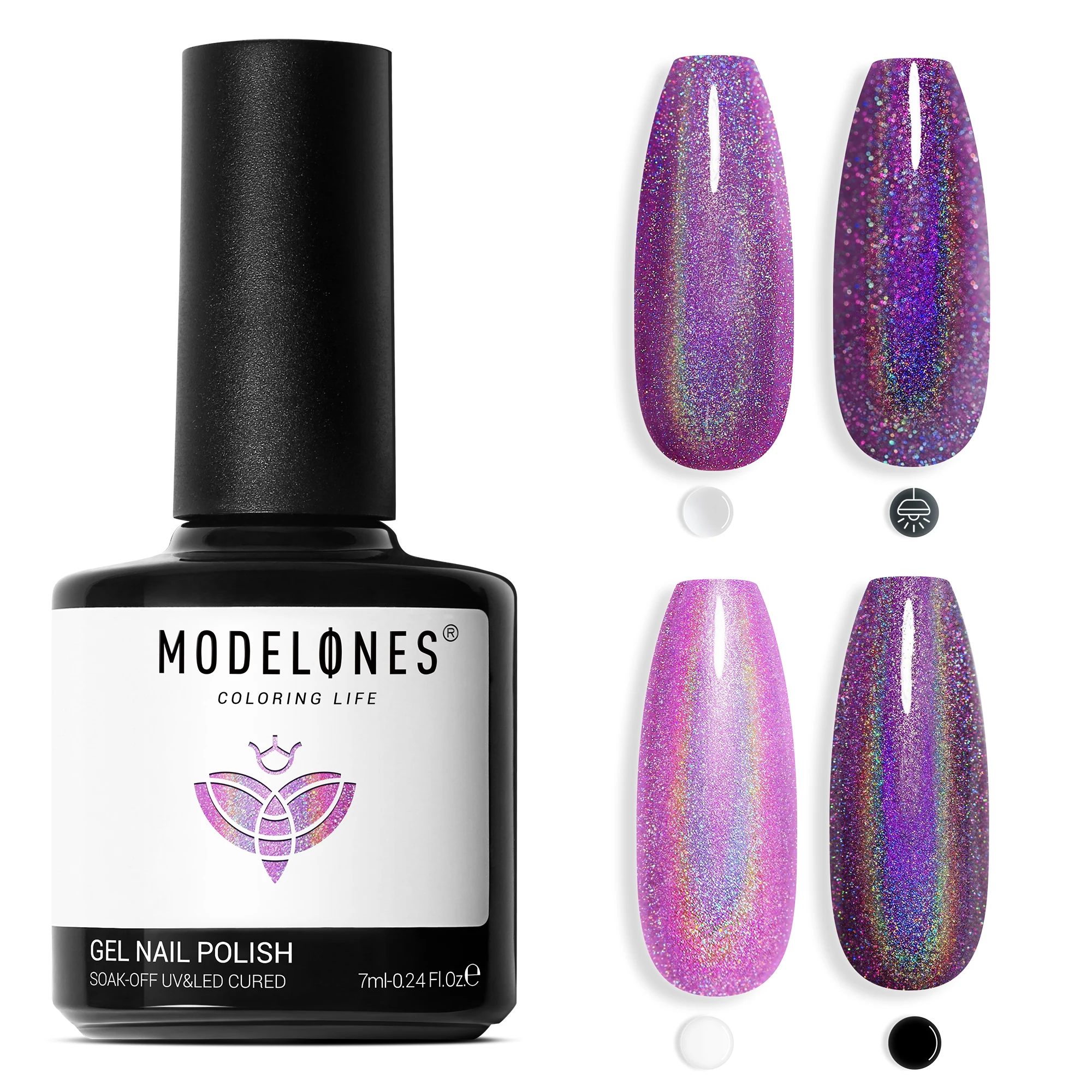 

Modelones 10ml Reflective Glitter UV Gel Nail Polish Laser Dazzling Spar Rose Gold Silver Soak Off Nail Art Design Foil Gel
