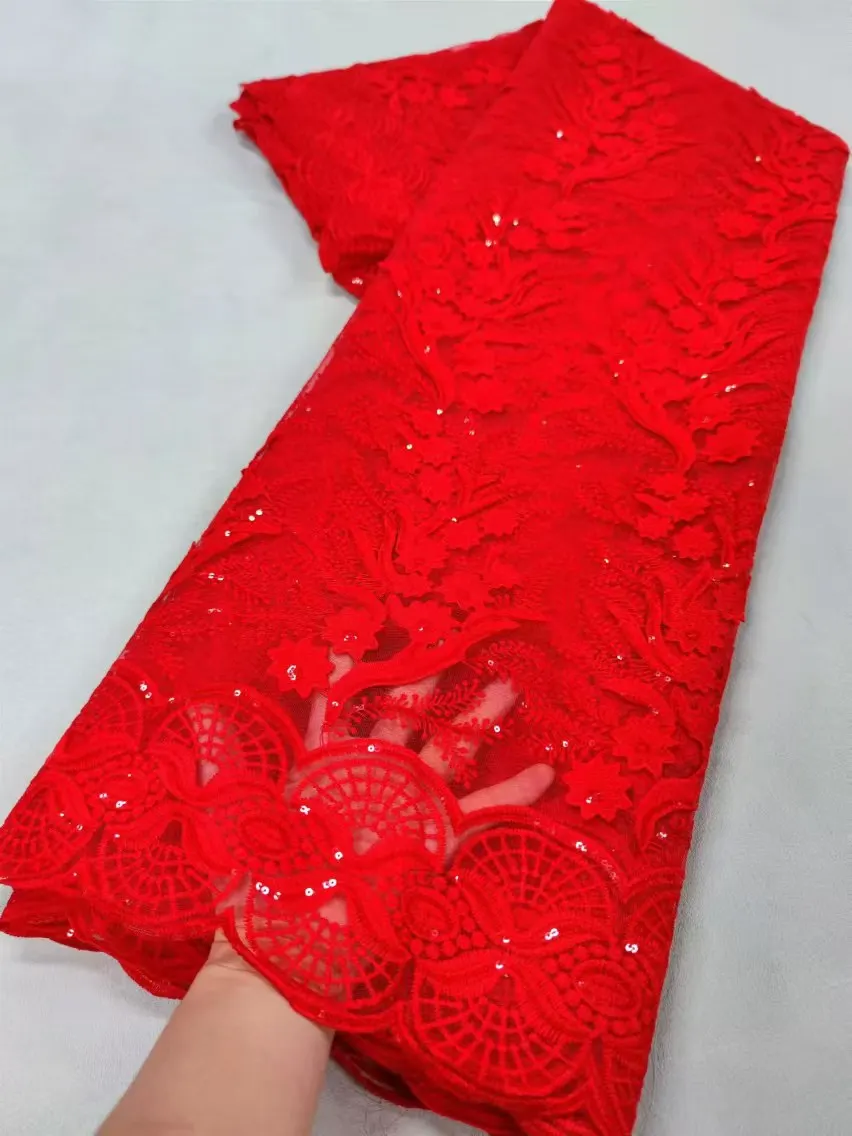 Кружевная ткань 3D высокое качество 2024 африканский гипюр кружевная вышивка