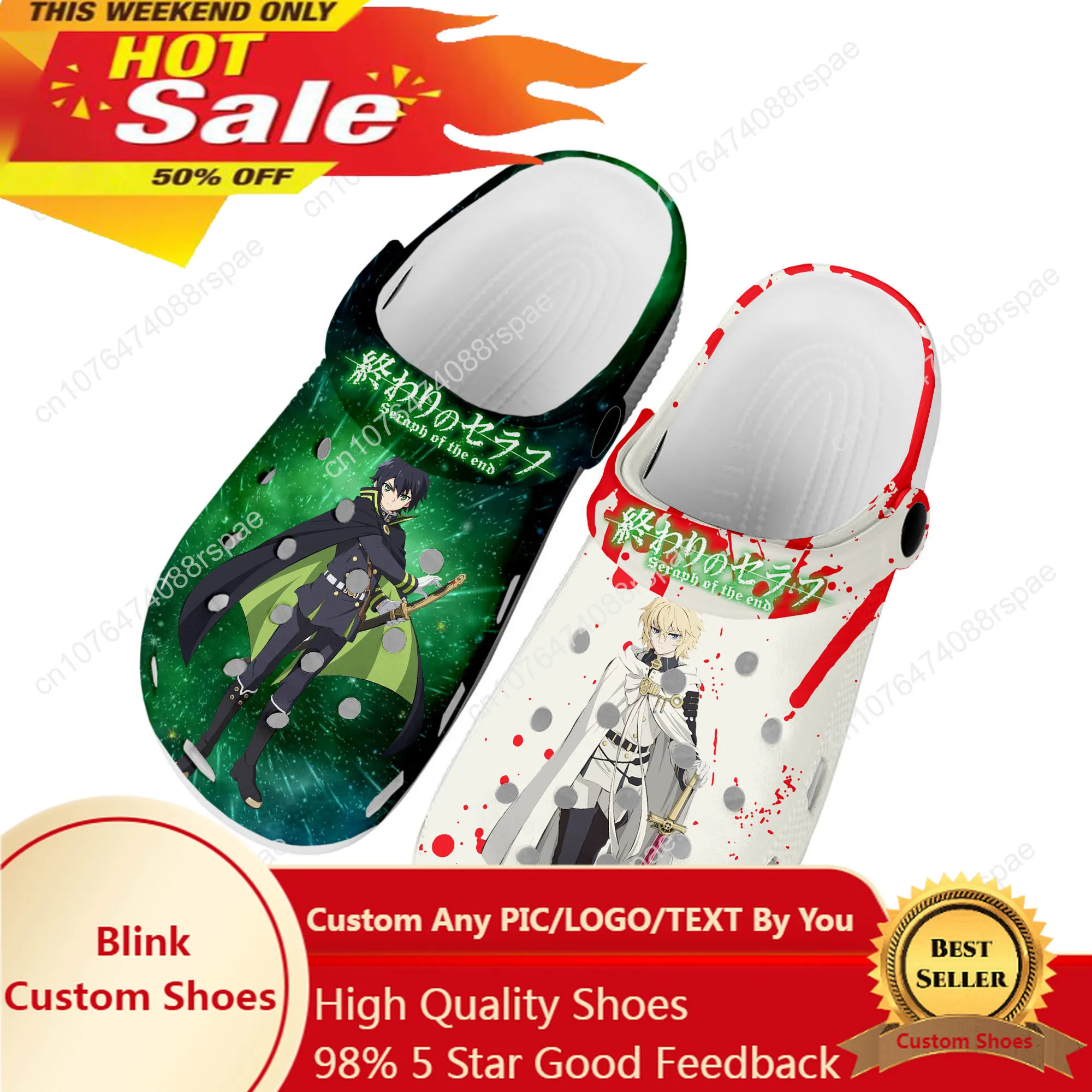 

Seraph Of The End Home Clogs Custom Water Shoes Mens Womens Teenager Shoe Garden Clog Beach Hole Slipper Casual Slippers