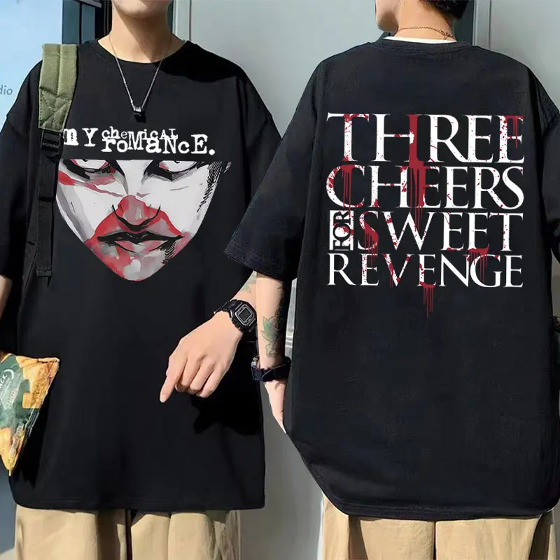 Фото Знаменитая футболка My Chemical Romance Punk Emo Band с графическим рисунком для мужчин и женщин, готическая рок-стрит, футболка большого размера, винтажная футболка унисекс №1