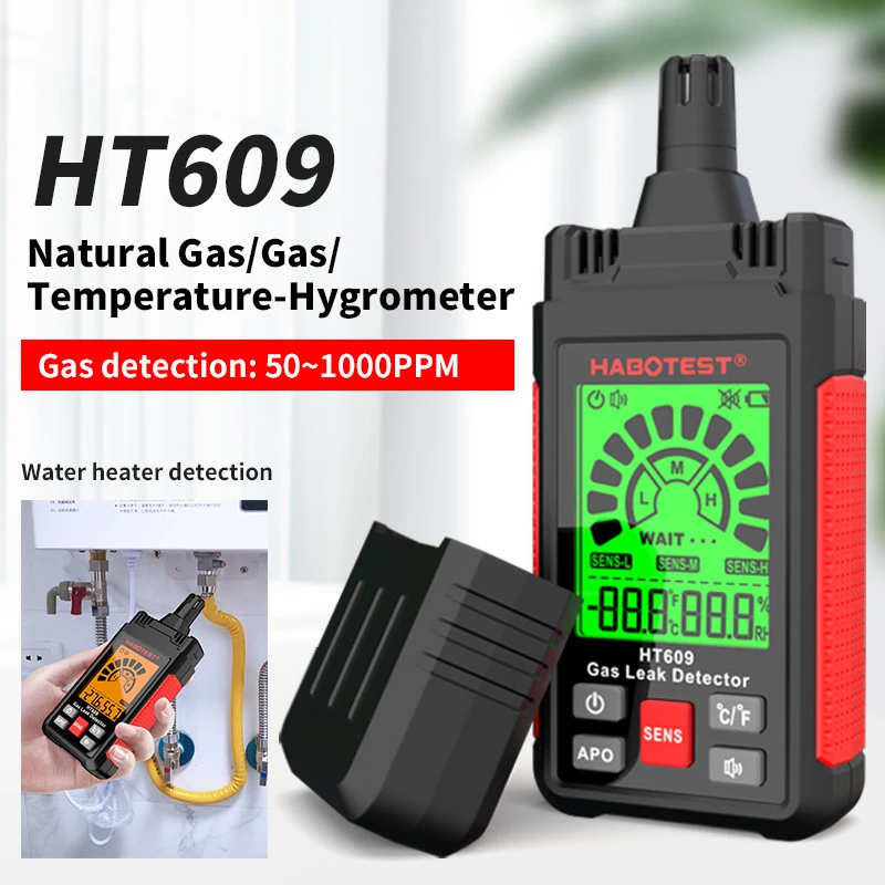 

HABOTEST HT60/HT609 Gas Leak Detector Alarm Combustible Gas Detector with Audible and Visual Alarm with LCD Display Gas Detector