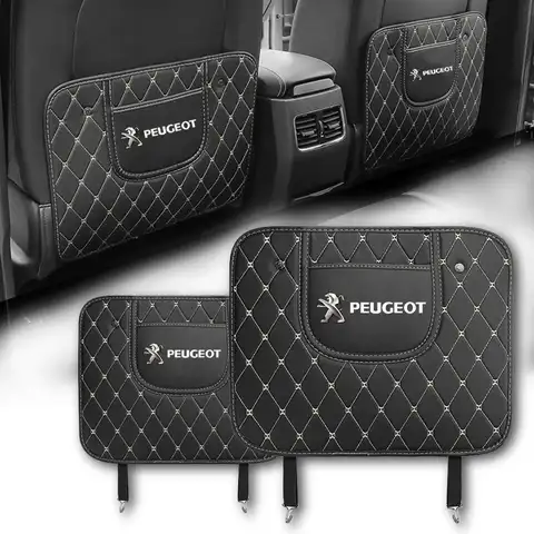 Подкладка для спинки автомобильного сиденья, кожаная подкладка против грязи, защитный чехол, коробка для хранения для Peugeot 206 307 308 3008 207 208 407 ...