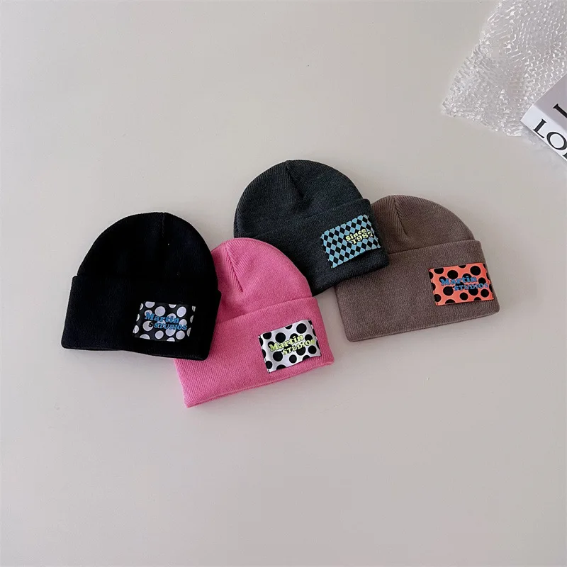 

MILANCEL 2023 Hip Hop Style Hats For Kids Girls And Boys ColorFul Logo Knit Hats