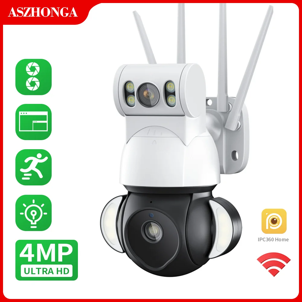 Камера видеонаблюдения ASZHONGA 2K, 4 МП, 10X IP, Wi-Fi