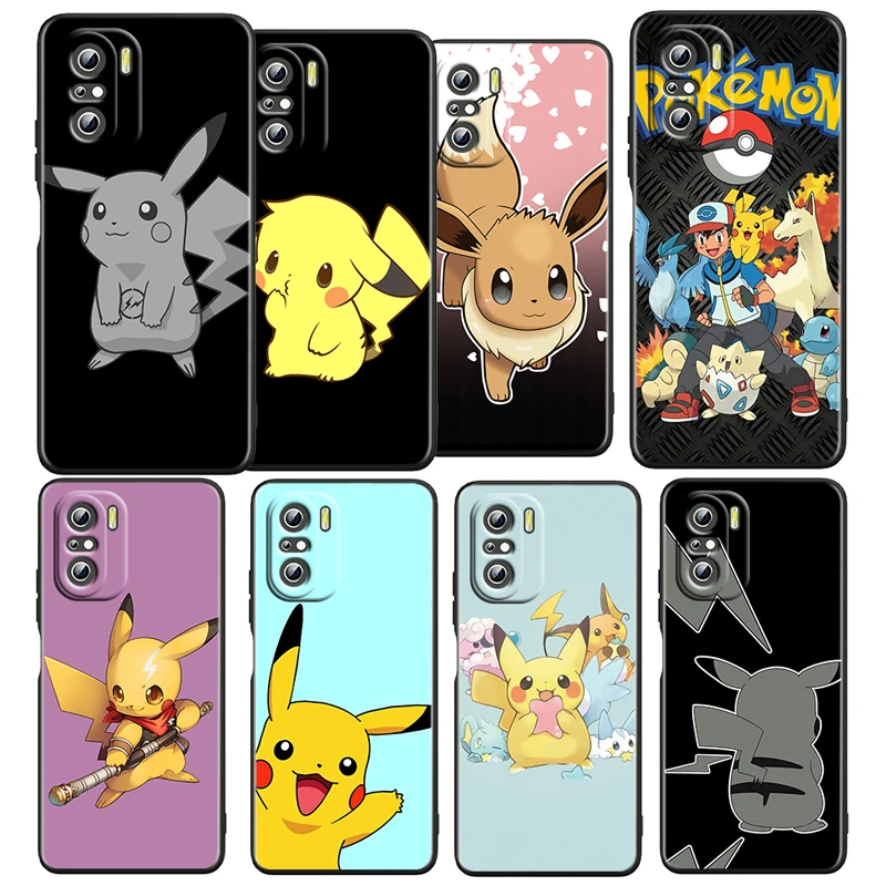 

Pokemon Pikachu Anime Cute For Xiaomi Redmi K50 Gaming Pro 5G 10 9 9A 9C 9T 8 8A 7 6 5 4X TPU Soft Black Phone Case Fundas Capa