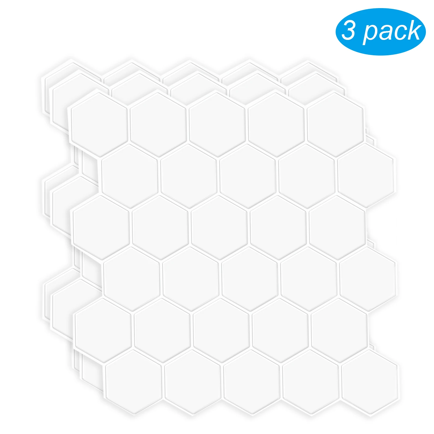 

Wostick 3 Sheet Waterproof Self Adhesive Wallpapers 3D Hexagon Wall Decal Wall Stickers Peel and Stick Kitchen Backsplash Tile