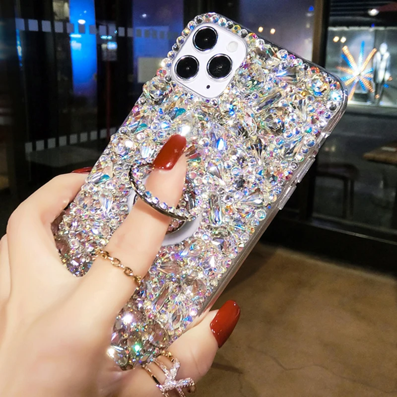 Роскошный 3D чехол со стразами для iPhone 13 12 11 Pro Max 12mini 7 8 Plus SE2020 X XS XR XSMax цветной