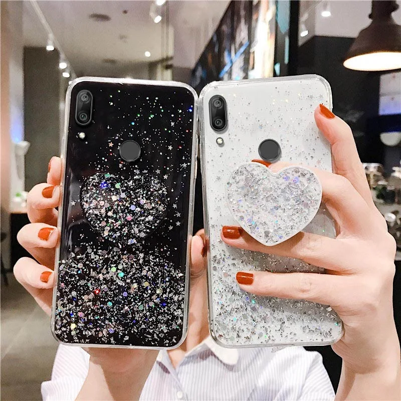 

HSYK For Huawei Y7 Prime Y5 Y9 2018 Y5p Y6p Y7p Y7 Y9 2019 Honor9S 9C Phone case Bling Sequins Silicone TPU Shockproof Soft