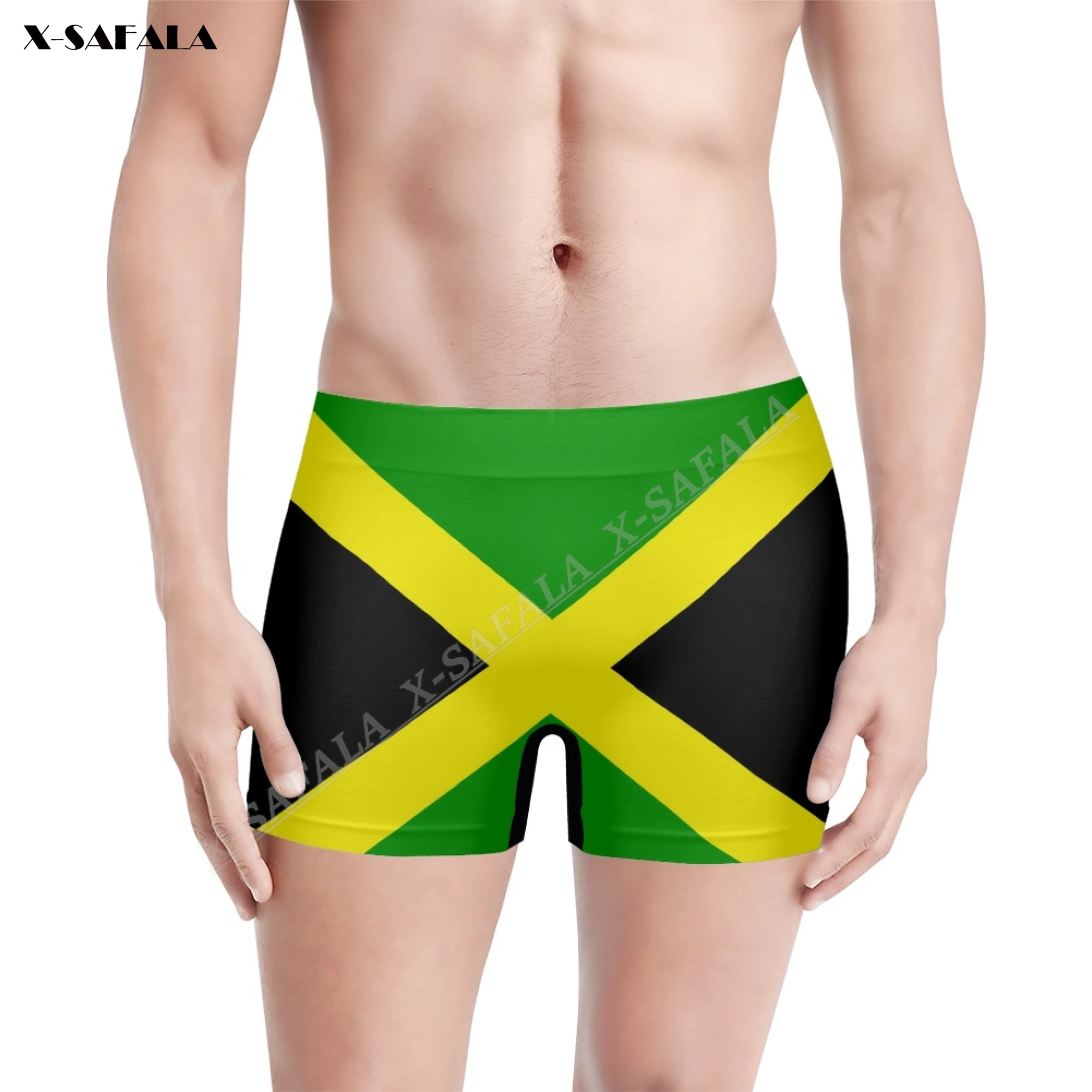 

Jamaica Flag 3D Printing Breathable Men's Underwear Shorts Seamless High Elastic Swimwear Beach Swimming Trunks