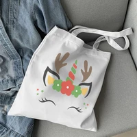 cute cartoon unicorn 3d canvas bag for women girls large capacity collapsible eco friendly shopping bag college student bag