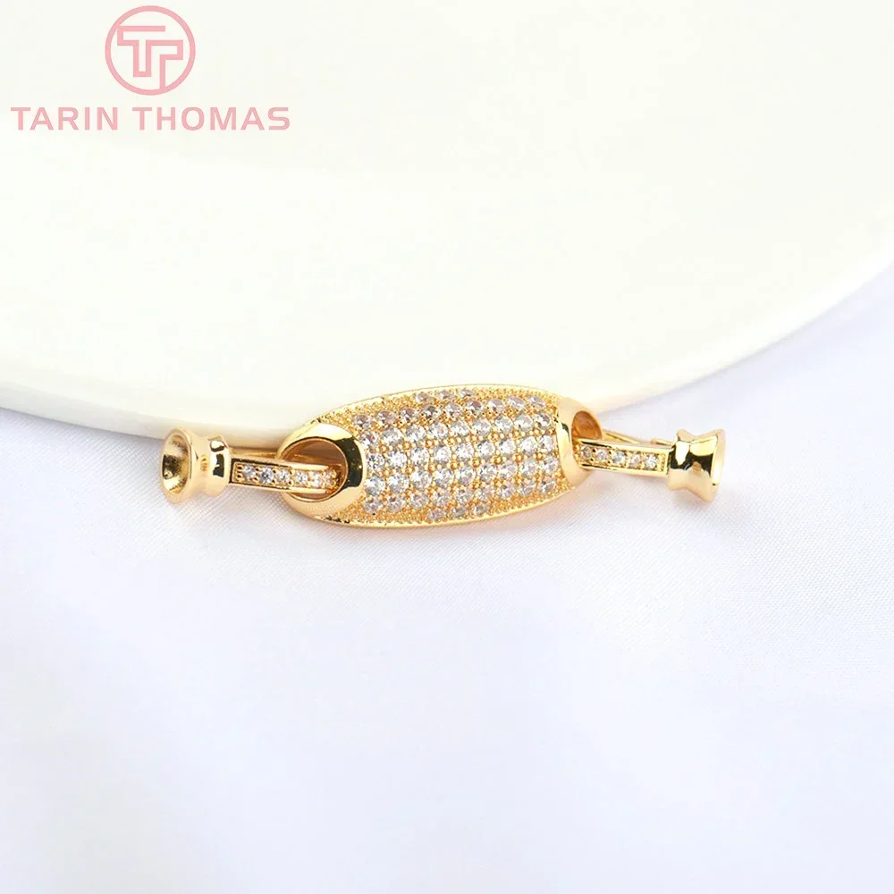 (5057) 9x37 мм 24-каратное золото латунь с цирконом соединительная застежка для