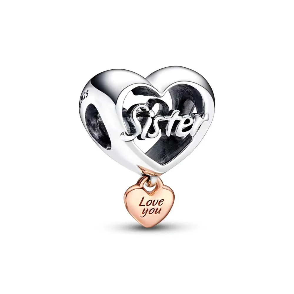 

Fit Pandora Best Friend letters Beads Love You Sister Heart Charm for Jewelry Making Women Bracelet Accessories Girls Bangle DIY