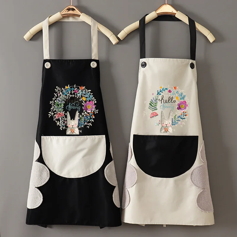 

Widen The 3cm Band Nordic Cooking Apron Fashion Hand-wiping Apron Wholesale Large Pocket Cooking Sleeveless Apron For Kitchen