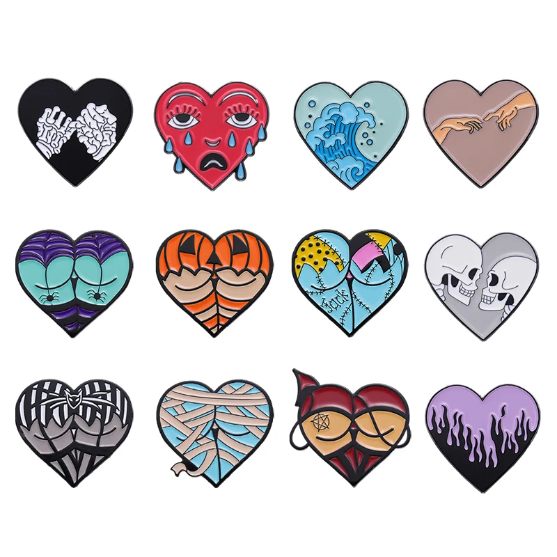 

Punk Heart Horror Butt Enamel Pin Love Brooch Skull Goth Black Men Halloween Friends Lapel Badge Hat Gift Jewelry Accessories