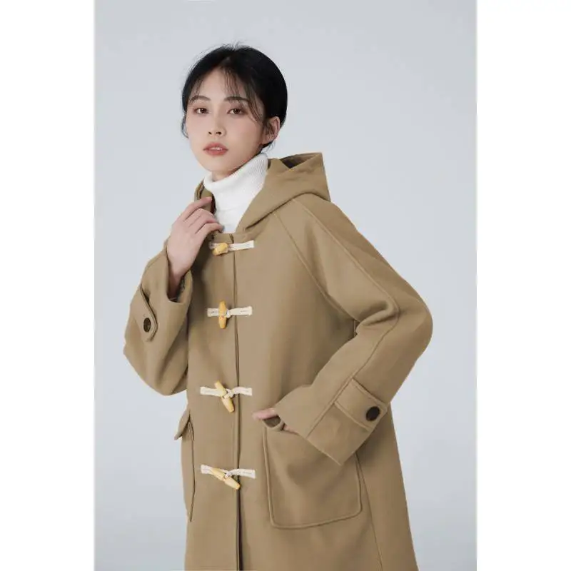 2022 Winter Coat for Women Thick Warm Horn Button Woolen Women Jacket Loose Long Quilted Coats Plus Size Parkas