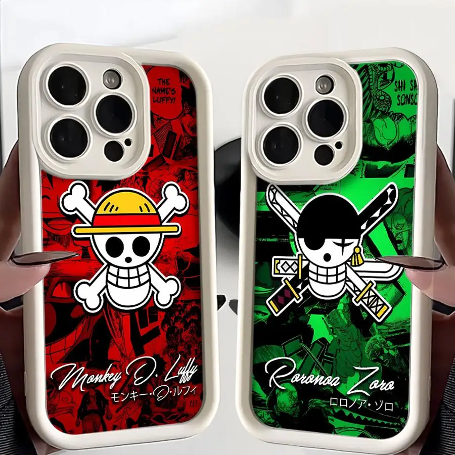 Чехол для телефона iPhone 16 15 Pro Max 13 12 11 14ProMax 16Plus 12Pro Противоударный чехол Funda Capa Anime Lufys